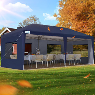 Quictent 3x6m (10x20ft) Pop Up Canopy Gazebo with Mesh Window Sidewalls, Adjustable Height Event Shelter, Portable Tent for Garden Party, Camping, Grey