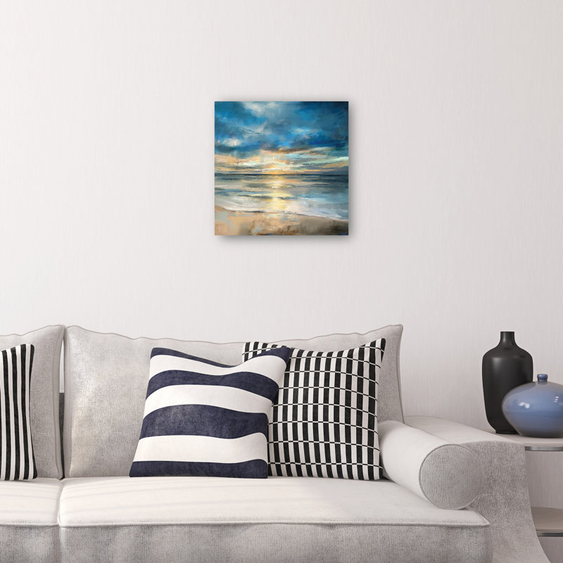 Indigo Surf Wrapped Canvas Art Print - 12" x 12"