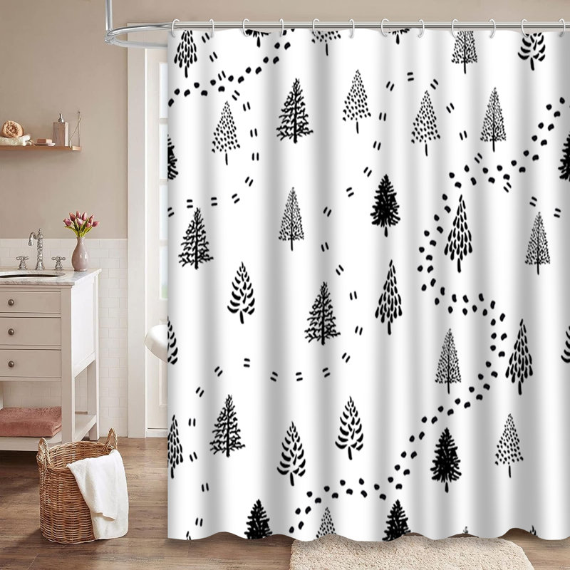 Rideau de douche avec 12 crochets Winter Mountain, L 72 po x l 72 po