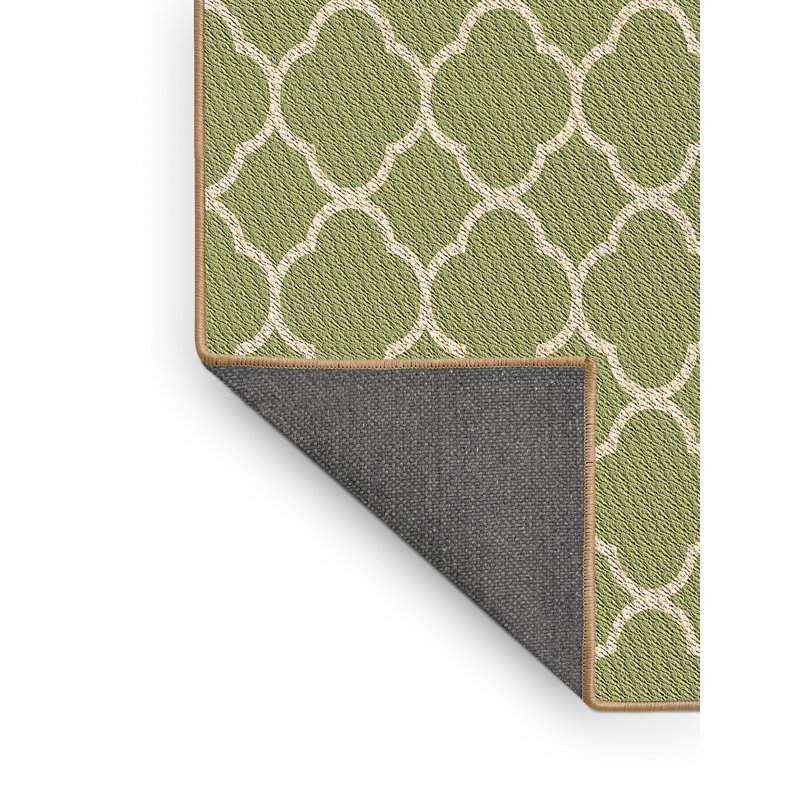 Tapis géométrique en laine vert, Rectangle 6 pi x 9 pi