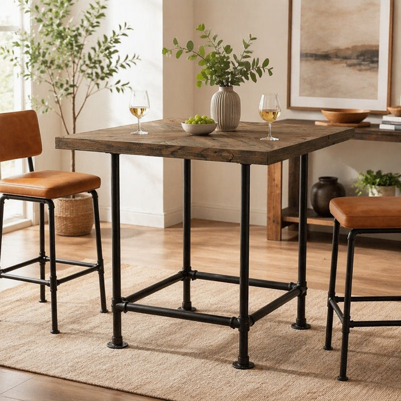 Table bistro 35,4 po, comptoir à café avec plateau en bois et plateau en bois