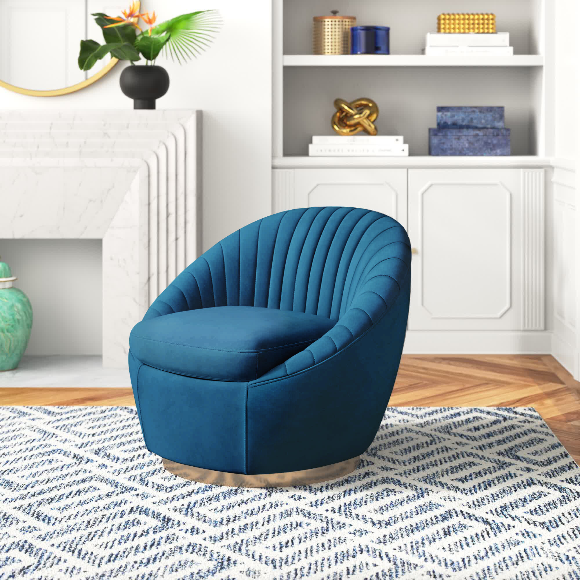 Etta Avenue™ Moana Velvet Swivel Barrel Chair | Wayfair