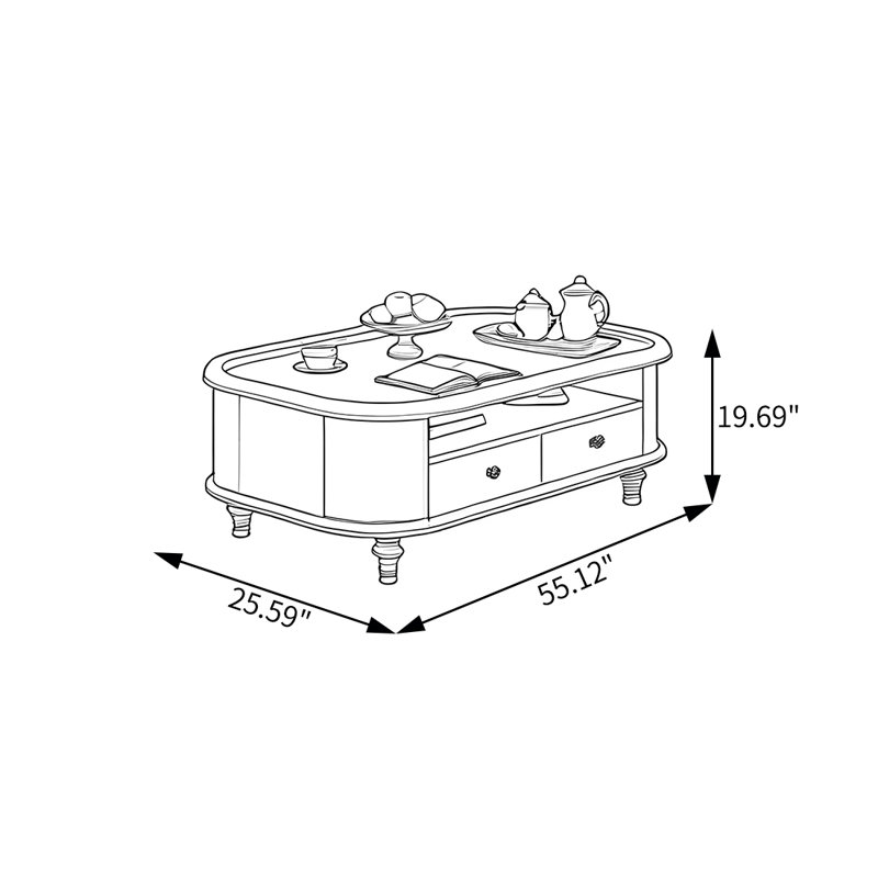 Table basse de style français, H 19,69 po x l 55,12 po x P 25,59 po