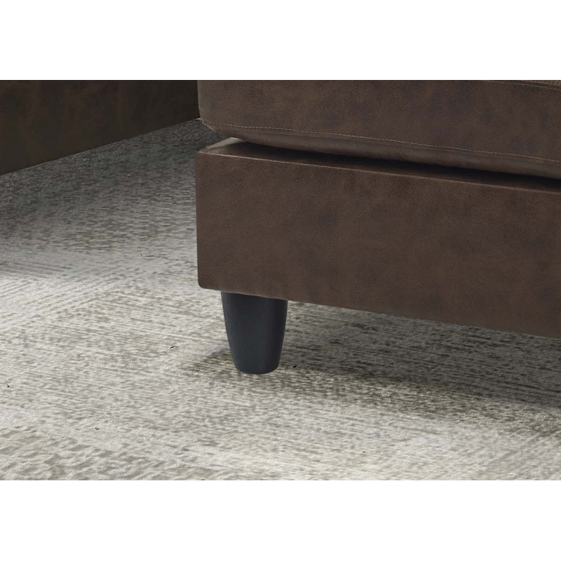 Repose-pieds en cuir synthétique avec coussin rembourré Colten, Marron foncé