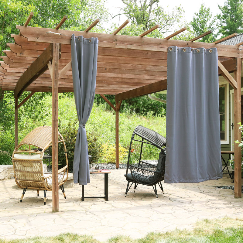 Kayenta Solid Blackout Indoor or Outdoor Curtains with Grommets - Gray - 52" x 95", 52" W x 95" L, Gray