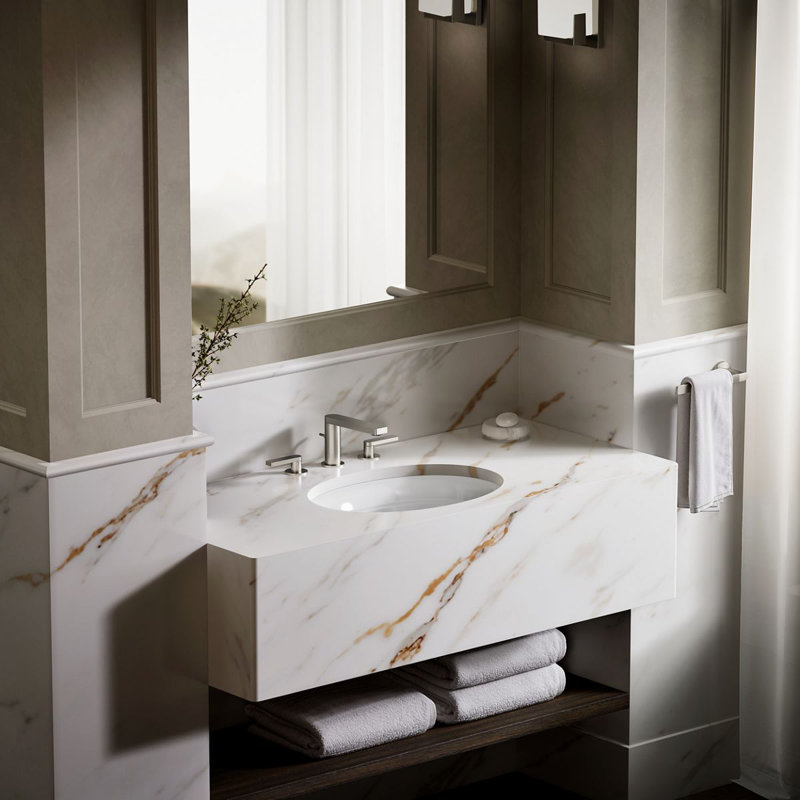 Serif Metal Oval Undermount Bathroom Sink, Suede