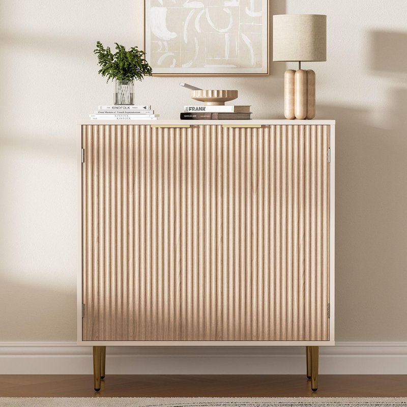 Buffet buffet avec 2 portes, armoire de cuisine moderne avec poignées et pieds dorés, tablette réglable, buffet de rangement pour bar et café pour la cuisine, le salon
