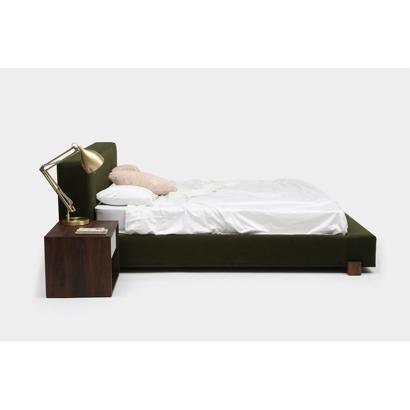 Upholstered Platform Bed, Queen, Forest