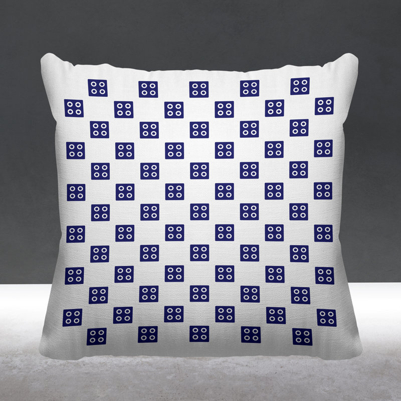 Housse de coussin d'intérieur à motif géométrique bleu marine et blanc Marlee, 20 po X 20 po