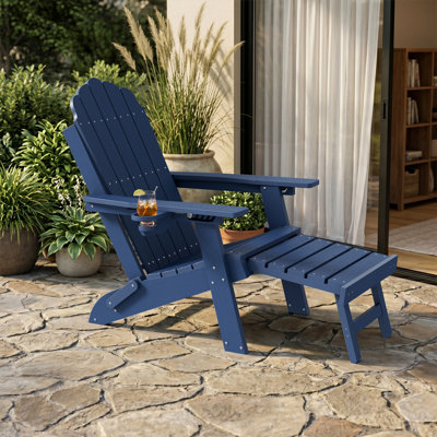 Chaise pliante Adirondack avec repose-pieds rétractable, chaise de patio résistante aux intempéries