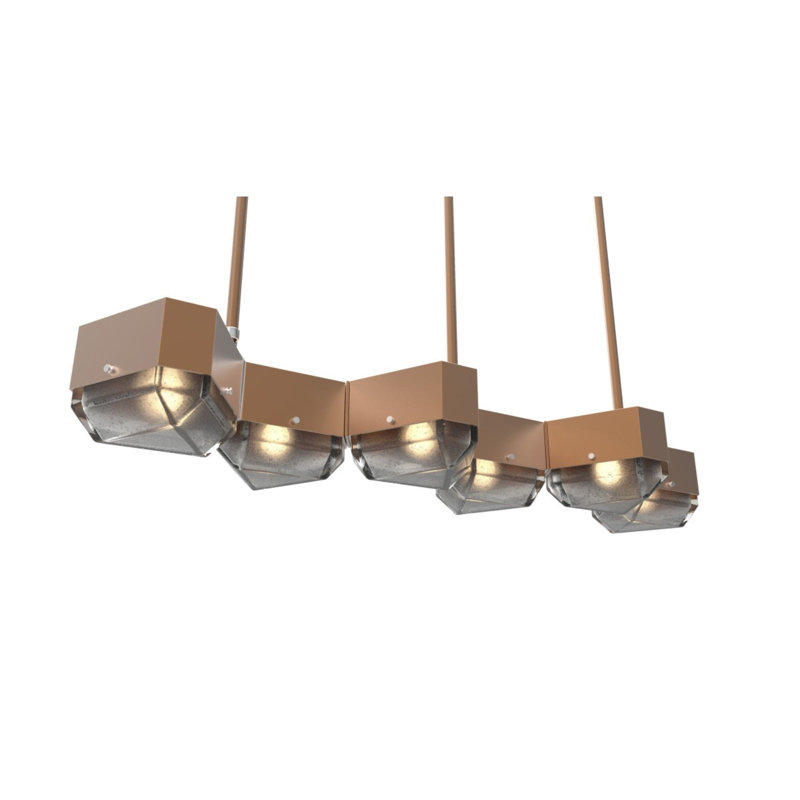 Lustre géométrique en verre coulé à lumière variable à intensité variable de 6 po Devona Vega, Vert, Nickel satiné