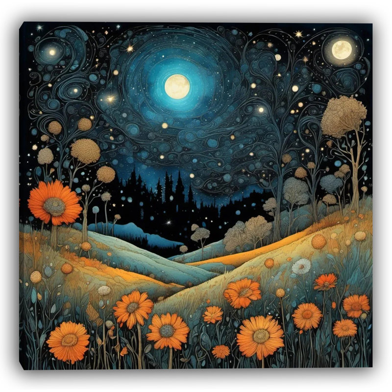 Starlit Meadow Night - reproduction sur toile tendue