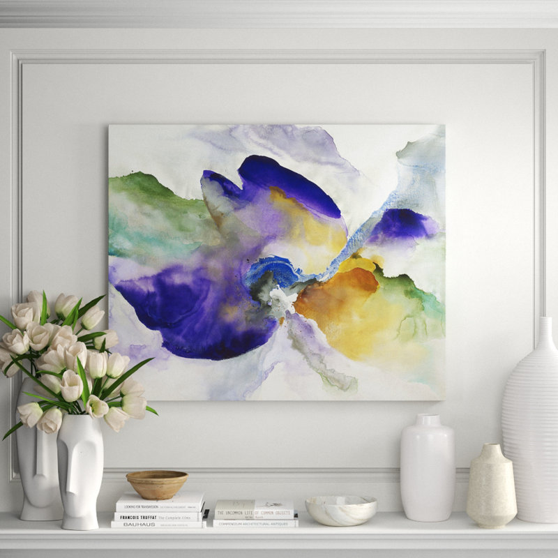 Violet Botanic Painting by Jennifer Hollack Raboin, 36" H x 44" W x 2" D, Stretched Canvas