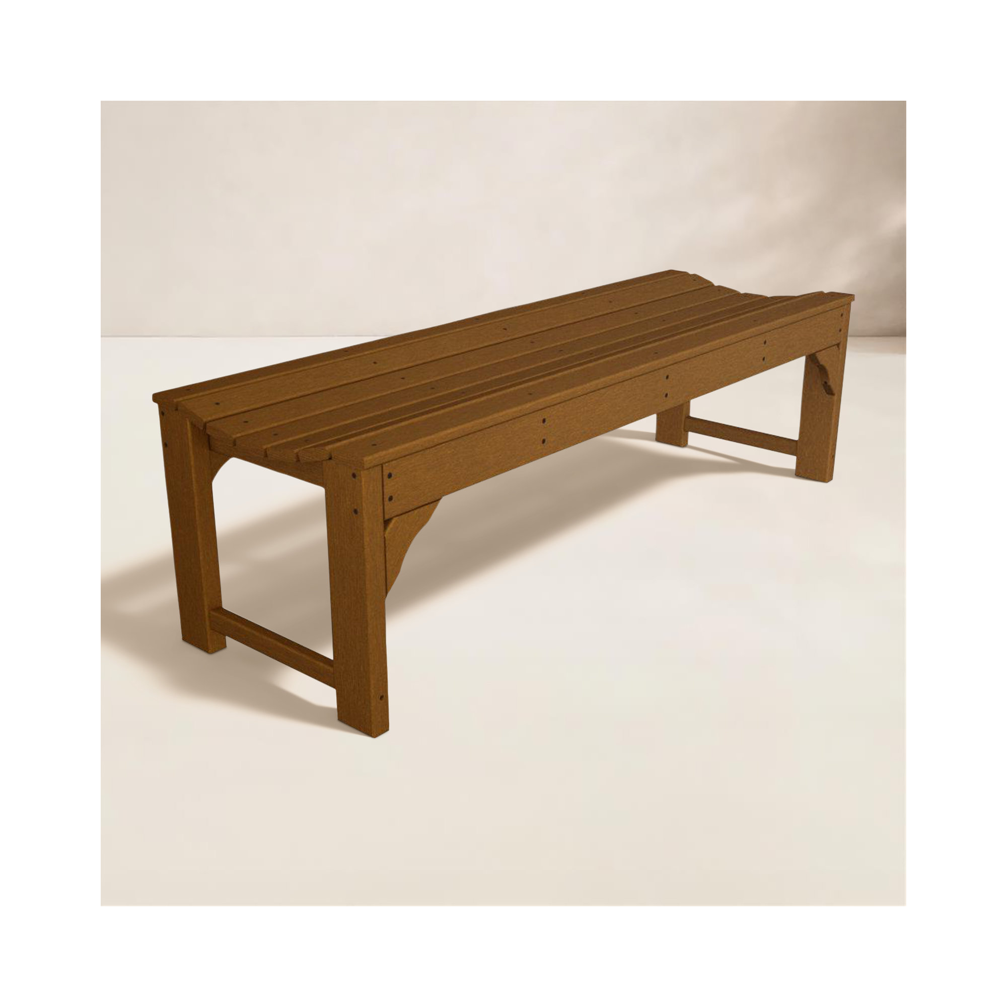 POLYWOOD Traditional Garden Backless Bench, Dark Teak, 60"