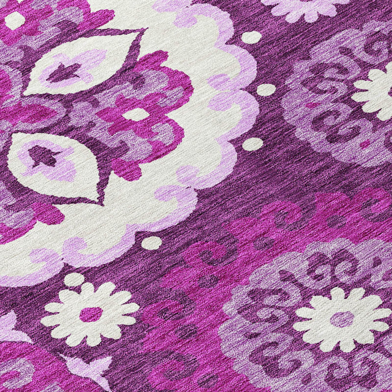 Eggplant Medallion Machine Washable Indoor/Outdoor Rug 1'8" x 2'6"