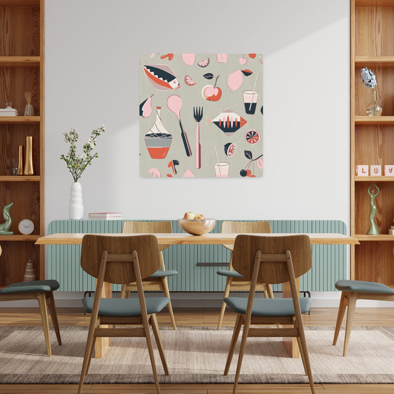 Art contemporain rétro, art rétro, H 36 po x l 36 po, Rose/rouge