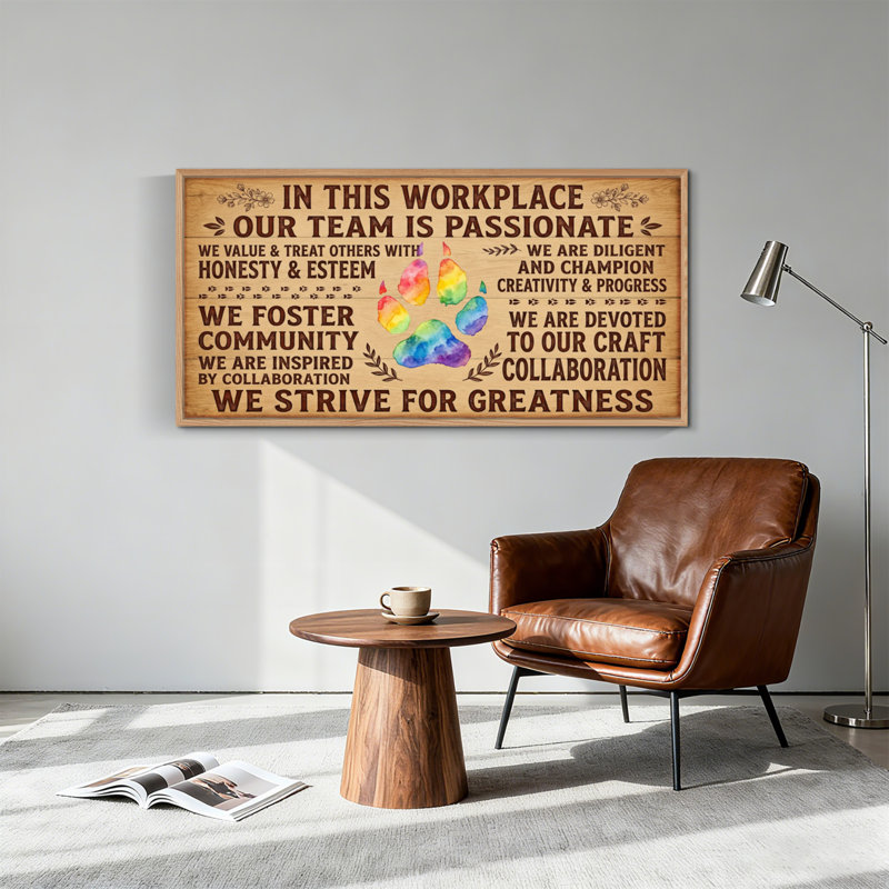 Tableau encadré sur toile avec empreinte de patte, 122 x 61 cm (48 x 24 pouces), lot de 1, 48x24inch