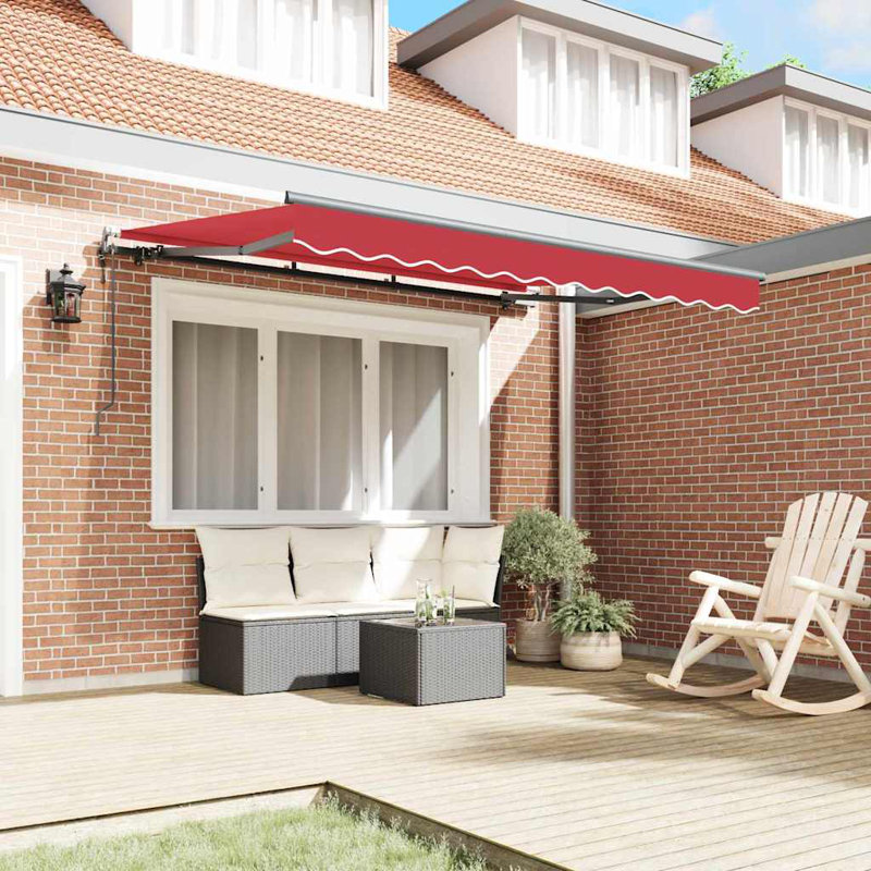 Brayden Studio 200cm D Retractable Door / Window Awning, Red/Anthracite, 350 cm W x 200 cm D