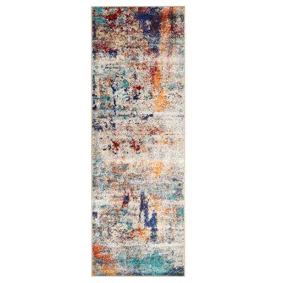 2x6 Runner Rug for Hallways Machine Washable Modern Abstract Accent Carpet Non-Slip Low Pile Entryways Indoor Carpet for Kitchen Bedside Soft No-Shedding Stain-Resistant Colorful Area Rug