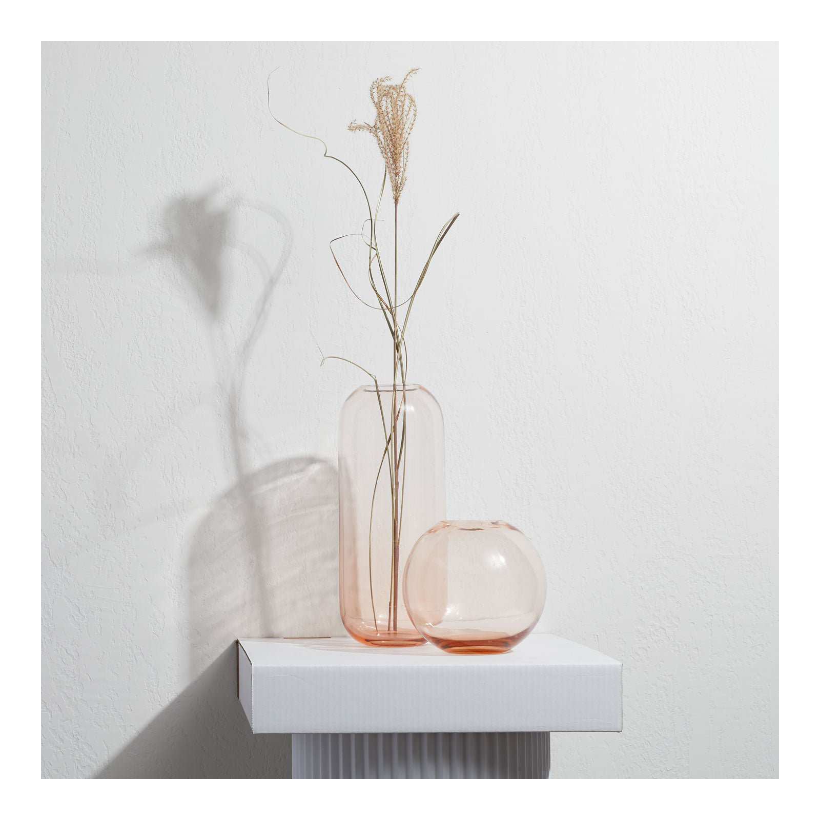 Aurora Handmade Glass Table Vase, 12.5" H x 5" W x 5" D, Blush