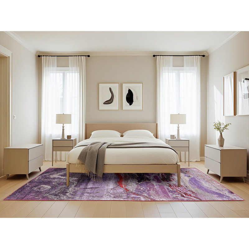 Tapis mauve / rouge / gris Buckholts, Rectangle 5 pi x 8 pi