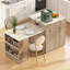 Îlot de cuisine 82,6 po avec table de salle à manger extensible Asabi, prise de courant et rangement-120887040