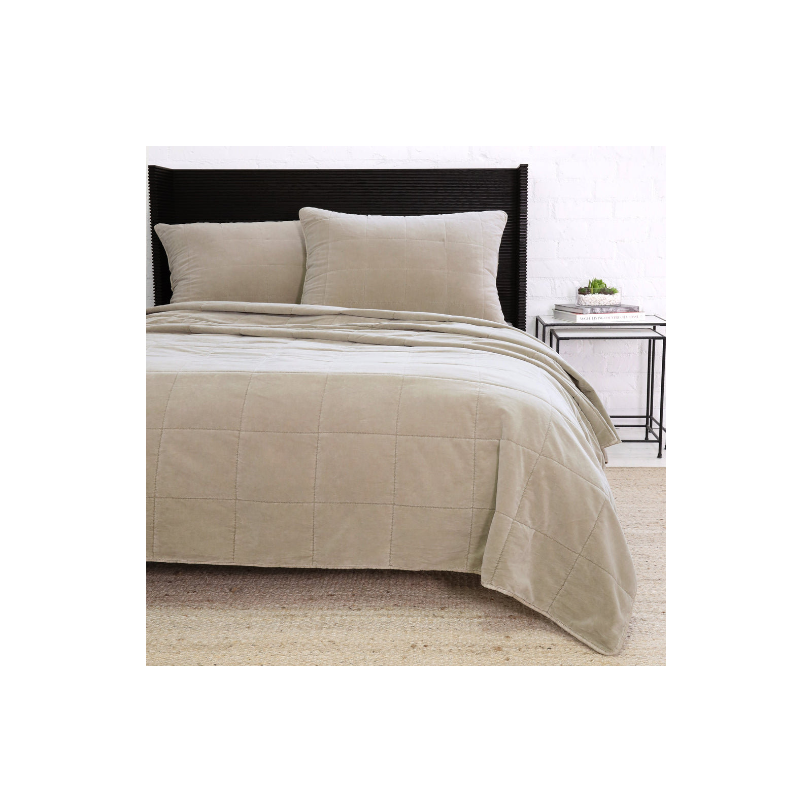 Amsterdam Velvet Coverlet, Twin Coverlet/Bedspread, Taupe