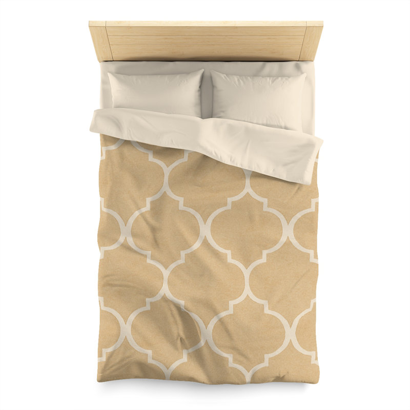Microfiber Duvet Cover Boho Style, Design 31, Cream, Twin Duvet Cover