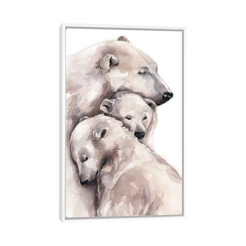 Décoration murale ours polaire pour enfants, H 60 po x l 40po x P 1,5 po, Toile blanche encadrée