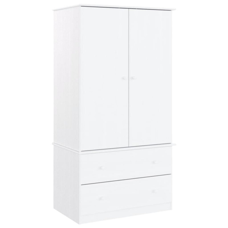 Aabas 2 Door Solid Wood Wardrobe, White