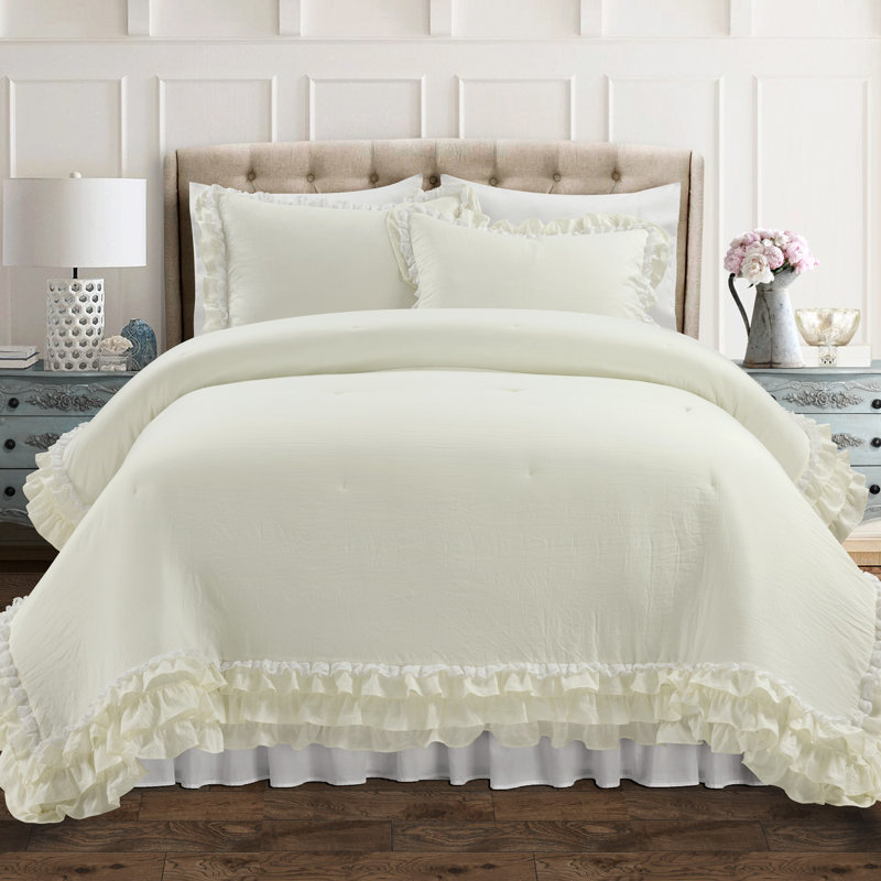 Ensemble de housse de couette ivoire 3 pièces, Très grand