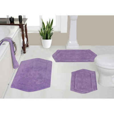 Morissette 100% Cotton Bath Rug, Non-Slip, Quick Dry, Machine Washable - 3 Piece Set