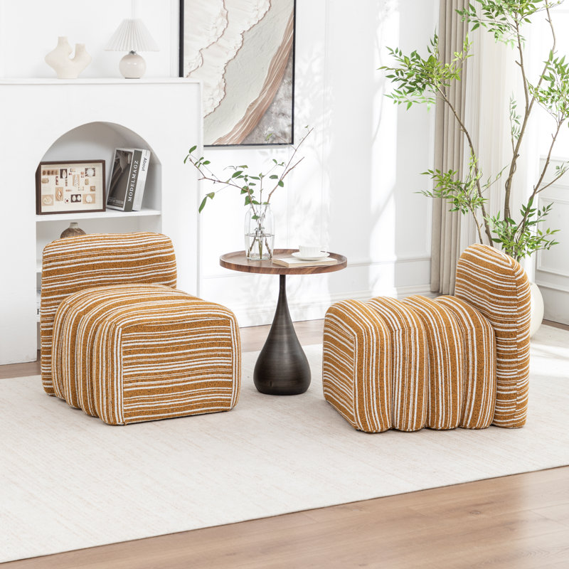 Fauteuil d'appoint rembourré sans accoudoirs, Jaune