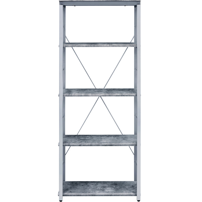 Bibliothèque grise et argentée à 4 tablettes - Rangement polyvalent pour le bureau et la zone de travail
