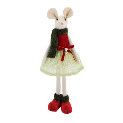 15 Inch Plush Standing Mouse Decorative Figurine for Christmas Multicolored Tabletop Indoor Use Perfect for Home Decoration Gift Giving and Hostess Gifts