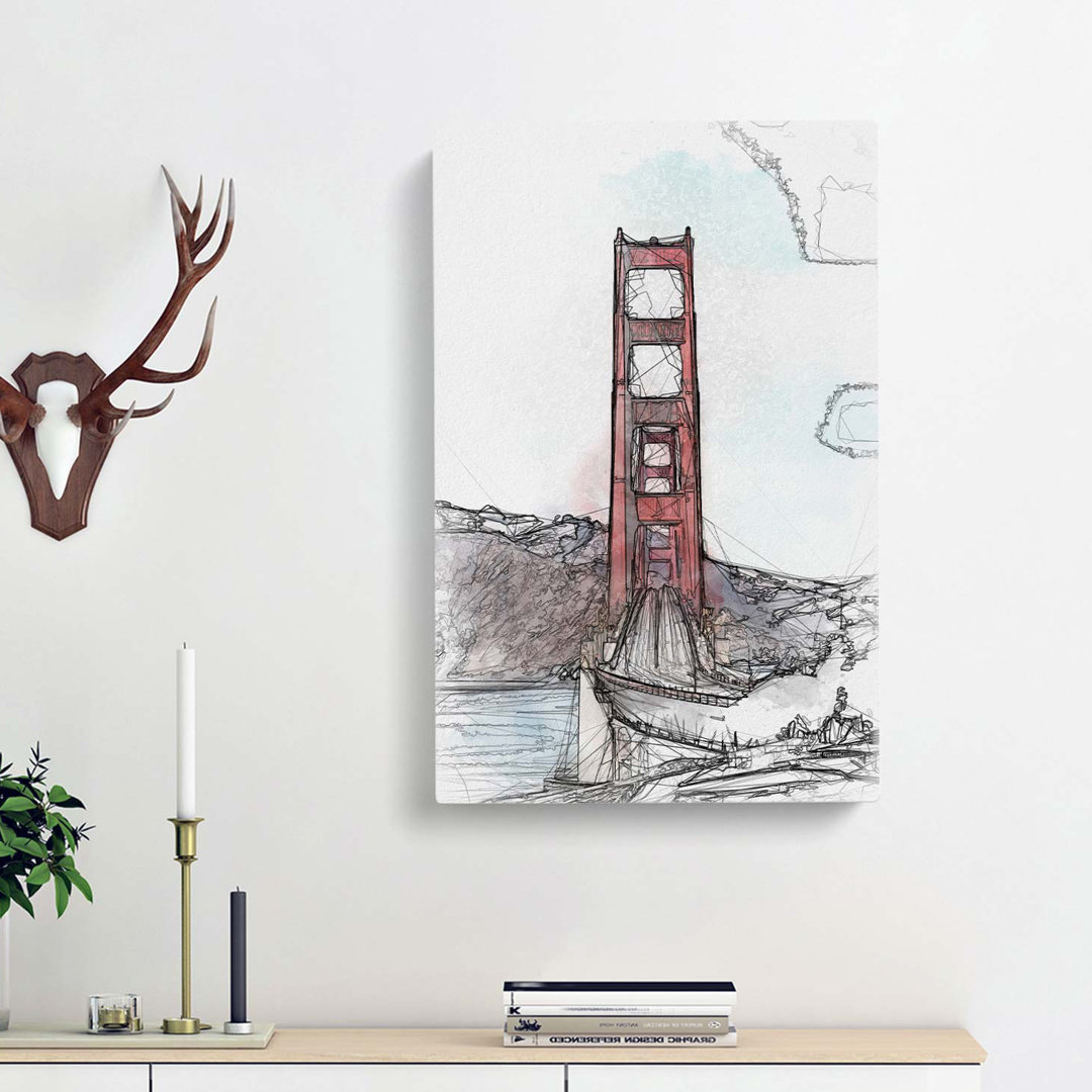 Golden Gate Bridge In Abstract - Wrapped Canvas
