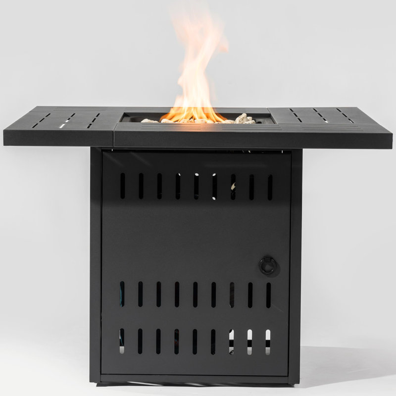 24" H * 34" W 50000BTU Outdoor Propane Fire Pit Table with Hideaway Gas Tank Seat and Cover Lid