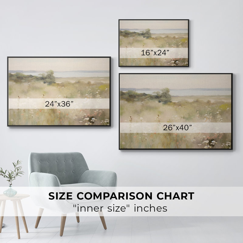 Paysage rétro - I, H 27 po x l 41 po x P 2 po, Toile avec cadre flottant noir