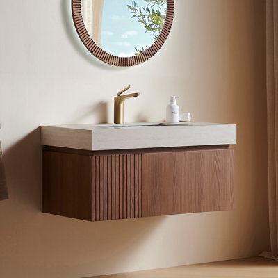 Plywood and Solid Wood Single Bathroom Vanity