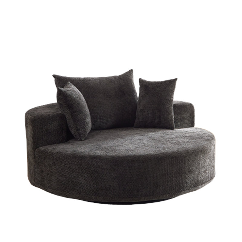 Chaise pivotante 55 po en chenille simple L, Noir