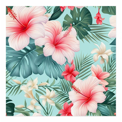Floral Hibiscus Flower Pattern VI Tropical Unframed Art Print