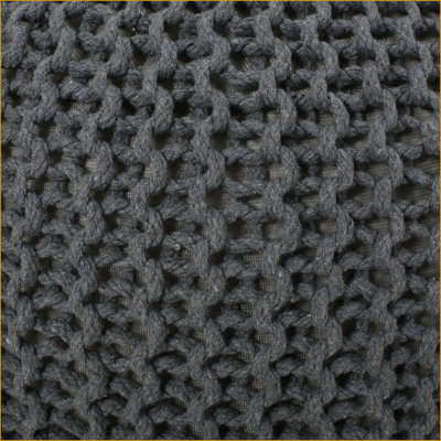 Ottoman Round Knitted Cotton Floor Cushion | Slate Gray | Cotton