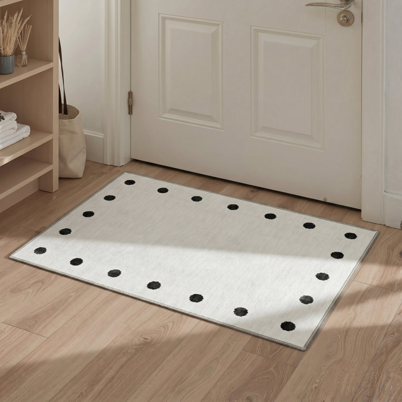 Abrahamson Nebular Modern Machine Washable Black / White Indoor Area Rug with Non-Slip Backing, Rectangle 8' x 10'