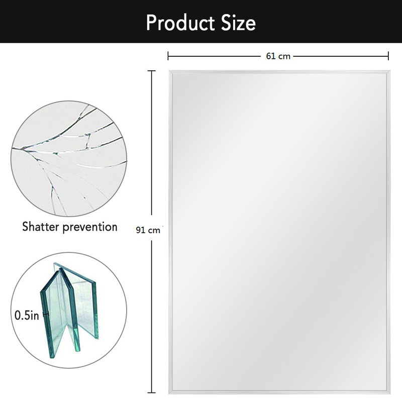 Jarrell Metal Flat Wall Mirror, Silver