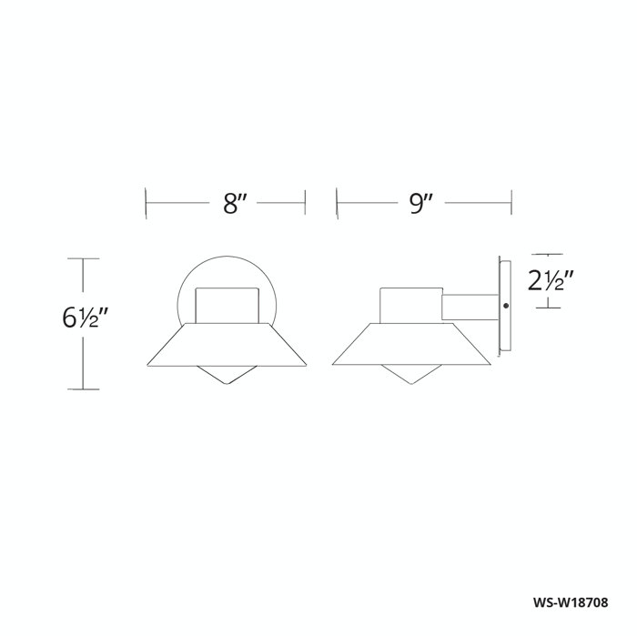Oslo LED Outdoor Armed Sconce, Black, 6.5" H x 8" W x 9" D