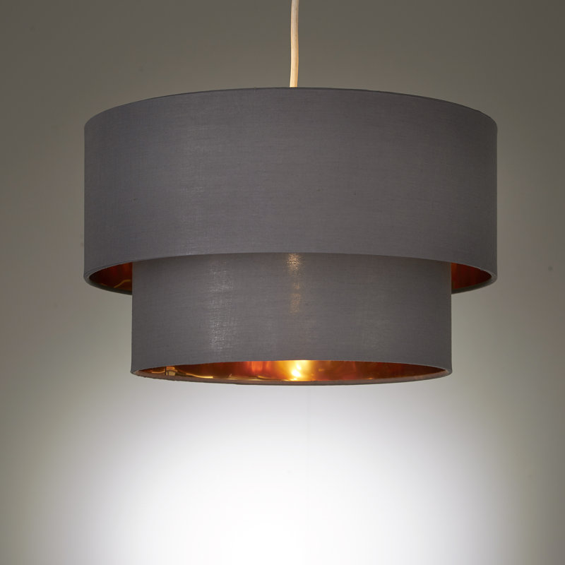 Stuttgart 21cm H Cotton Drum Pendant Shade ( Uno ) in Grey
