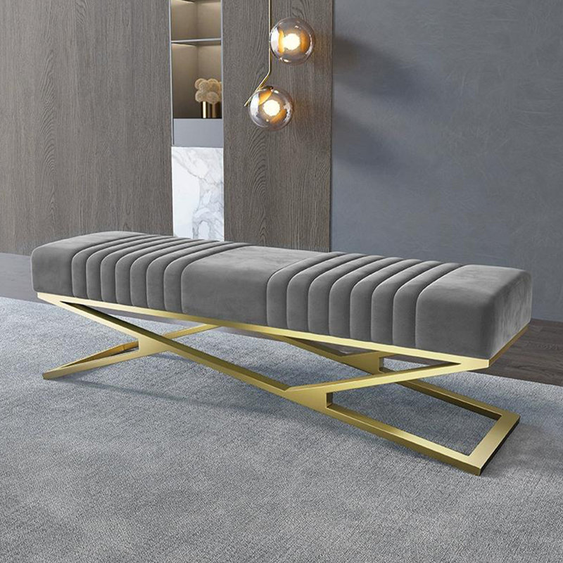 Banc rembourré, Gris clair