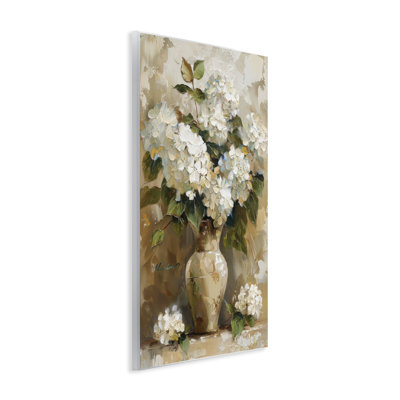  Art rétro sur plaque d'hortensias blancs par LSR Design Studio