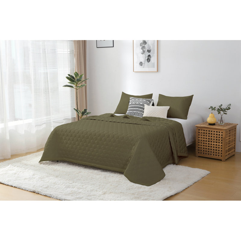 Ensemble de courtepointe en microfibre Better Style Home, Courtepointe pour lit simple + 1 taie décorative , Vert
