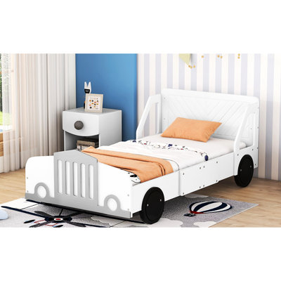 Lit plateforme simple avec roulettes en blanc - élégant et fonctionnel pour rehausser votre chambre à coucher